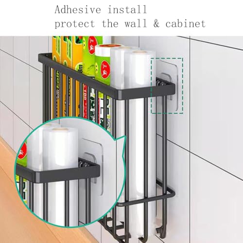 2 Piece Kitchen Cabinet Door Storage Box,Self Adhesive Wall Mounted Storage Boxes,Wardrobe/Bathroom/Refrigerator Small Items Organizer Storage Box (Black) - view 5