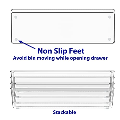 Clear Drawer Organizer for Office Bin Desk Storage, 3.25"x 9.5", 4 Packs - view 4