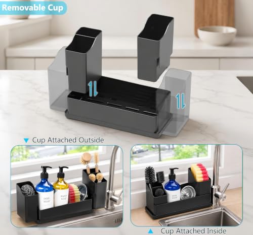 Sponge Holder for Kitchen Sink with Drying Stone, Black - view 5