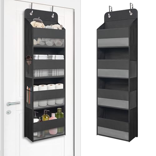 Over the Door Organizer for Bedroom Bathroom Pantry, 4 Shelf Black