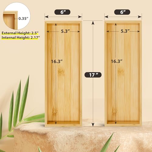 Bamboo Kitchen Drawer Organizer, Deep 2-Pack, 17" x 6" x 2.5" - view 2