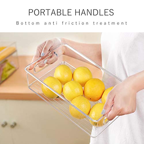 Stackable Refrigerator Organizer Bins, 6 Pack Clear Kitchen Organizer Container Bins with Handles and 20 PCS Plastic Bags for Pantry, Cabinets, Shelves, Drawer, Freezer - Food Safe, BPA Free 10"L - view 5