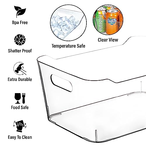 Clear storage organizer bins, Medium Kitchen Cabinet Organizers and Storage Baskets Pantry Fridge Containers for Organizing Cabinet Organization Perfect for Foods Snacks Chips Vitamin spices - view 6