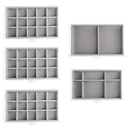 Acrylic Jewelry Box with 5 Drawers, Clear Earring Storage Organizer Display Case for Women Girls, Gray - view 3