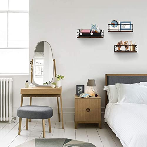 Wall Shelf, Floating Wall Shelf Black for Living Room, Bedroom, Kitchen, Bathroom, Save Space Set of 3 - view 4