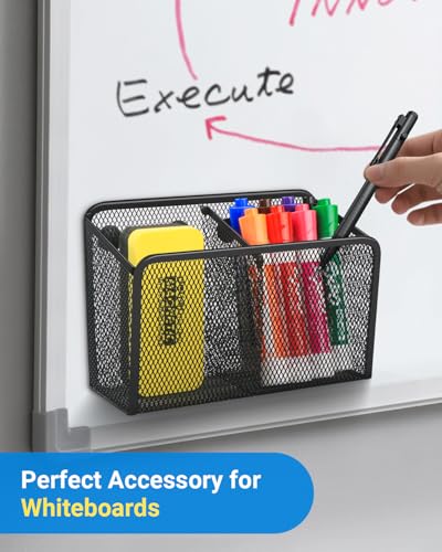 Magnetic Pen Holder, Metal Strong Magnet Pen Cup Magnetic Marker Storage Basket Locker Organizer for Whiteboard Refrigerator Fridge Locker Accessories Classroom Must Haves Teachers School Supplies - view 6