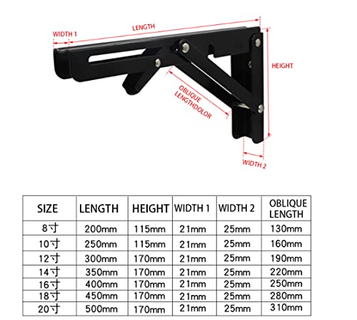 Black Folding Shelf Brackets Max. Load 220 lb, Heavy Duty DIY Wall Mounted Shelf Bracket Space Saving for Table Work Bench (6 INCH-2PCS) - view 6