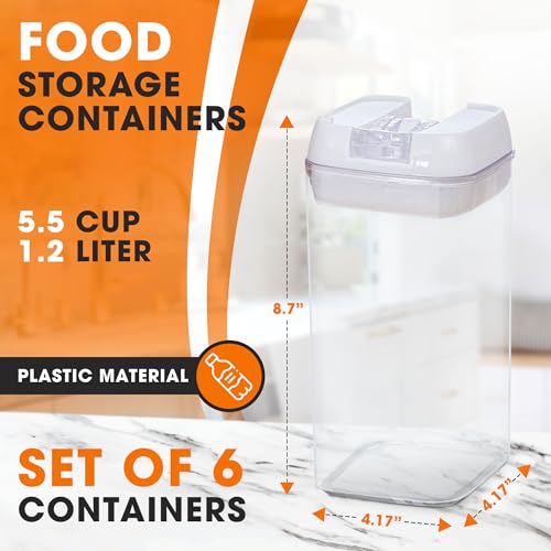 Airtight Food Storage Containers, Kitchen Storage Containers for Pantry, Set of 6 Food Containers with Lids Airtight, Pantry Storage Containers & Organizers with Lids, 12L, White - view 3