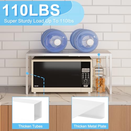 Expandable Kitchen Storage Shelves,110LBS Heavy Duty Metal Shelving Units and Storage For Small Appliance, Adjustable Stackble Storage Shelf Organizer For Kitchen Cabinet Pantry Warehouse Garage,White - view 3