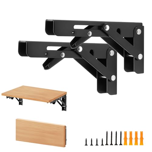Matte Black Folding Shelf Brackets, 6 Inch, 2 Pack