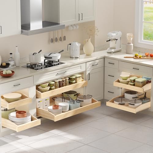 Single Pull Out Organizer 16½”W x 21”D, Soft Close Slide Out Drawer Storage Shelves for Kitchen, Wood Cabinet Shelf Pull-Out Organizer Storage for Base Cabinet - view 2