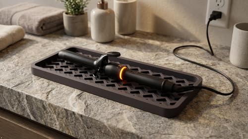 Silicone Sink Organizer Tray, Rectangular, Modern Style, Heat Safe, Dishwasher Safe, for Bathroom and Kitchen Organization (Mocha, 12"x4", Chevron Pattern) - view 5
