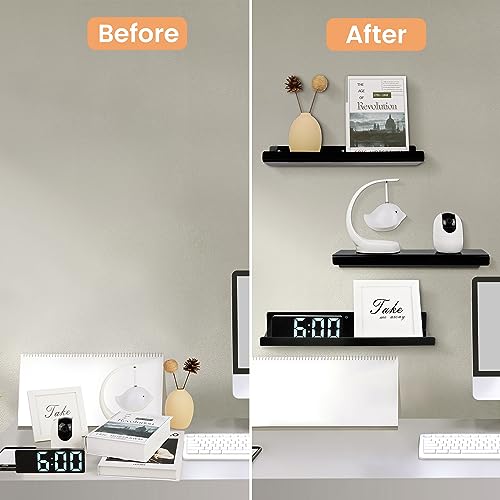 2 Pcs 15" Acrylic Shelves for Wall Organize and Display, Black - view 6