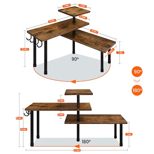 Kitchen Countertop Organizer - 3 Tier Corner Shelf, Bathroom Counter Organizer, Spice Rack, Coffee Bar, Over Sink, Rustic Brown - view 2