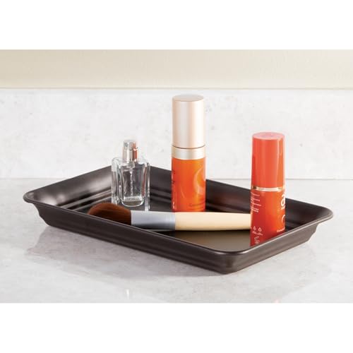 Decorative Countertop Vanity Tray Organizer for Bathroom, Bedroom, Closet, Entryway, Set of 2, 9.7" x 6.3" x 1", Bronze - view 5