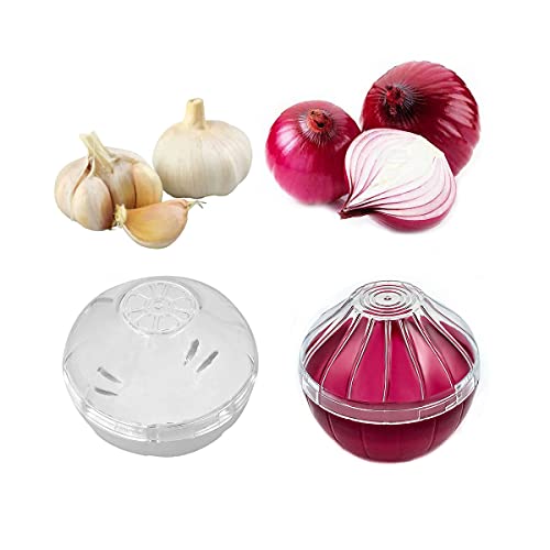 Onion Garlic Lemon Avocado Saver Storage Keeper Holder for Fridge, BPA Free Tomato Vegetable Shaped Food Saver/Storage Containers, 5-piece Set Bundle - view 2