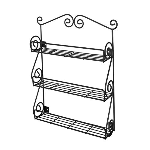 Spectrum Diversified Scroll Wall-Mounted Traditional Spice Rack Organizer for Cabinet & Kitchen, 3-Tier, Beauty & Nail Polish, 43710