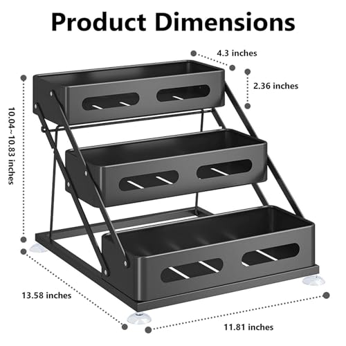 3 Tier Foldable Spice Rack, Black - view 2