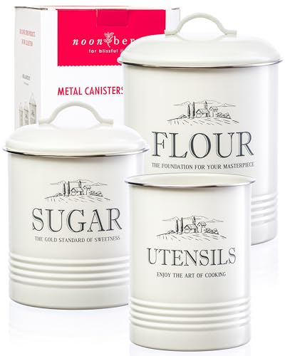 Kitchen Canisters for Countertop, 3-Piece Set with Utensil Holder