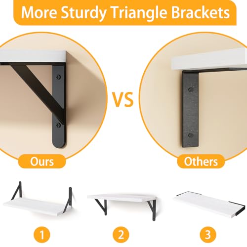 16.5 Inch Floating Shelves for Wall Home Decor, White, Set of 6 - view 4