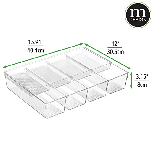 Plastic Kitchen Drawer Organizer Tray Set - Horizontal Storage Bin for Organizing Cutlery, Flatware, Silverware, Utensil, and Appliances - Ligne Collection - Clear - view 4