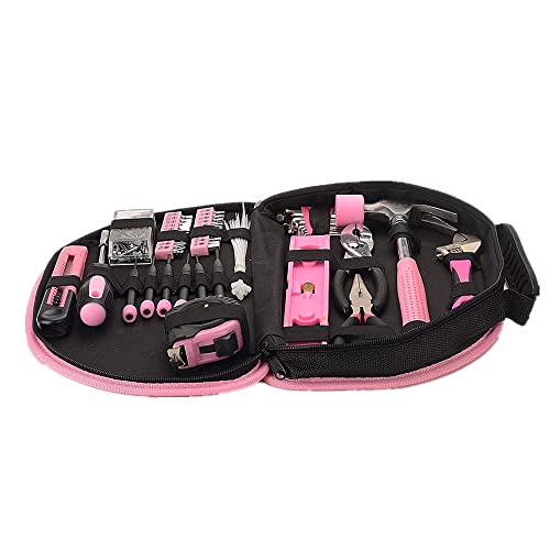 69-Piece Pink Hand Tool Set -Lady's Essential Home Repairing Tool Kit General Household Tool Set with 12-Inch Storage Tool Bag - view 3