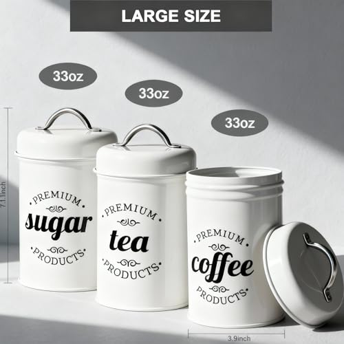Coffee Tea Sugar Container Set of 3, Airtight Metal Canisters - view 3