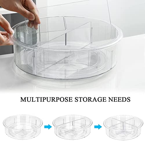Lazy Susan Turntable, 12" Round Plastic Clear Storage Organizer with Dividers for Kitchen, Spice Rack, Cabinet, Pantry, Fridge, Freezer, Countertop - view 2