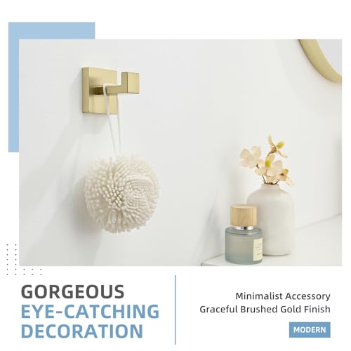 Bathroom Towel Hook for Wall, Hand Towel Holder, Brushed Gold - view 3