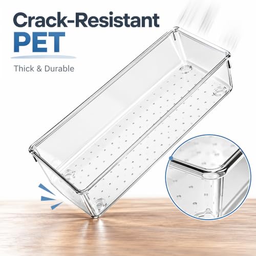10 Pack Clear Drawer Organizer, 5 Sizes, Non-Slip Storage Trays - view 5