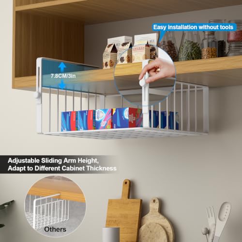 2Pack Under Shelf Basket Storage,Adjustable Hanging,White - view 2