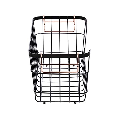 Stackable Metal Wire Rectangular Storage Baskets for Kitchen, Bathroom or Pantry Organizing, 2 Count, Black - view 4