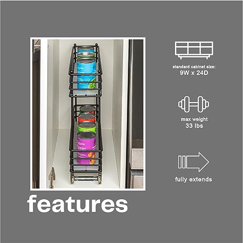 Glidez Under Cabinet 2‑Tier Pull‑Out Storage Organizer with Removable PEVA Liners, Matte Black - view 5