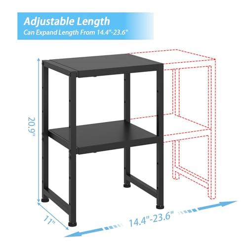 2-Tier Expandable Metal Storage Shelves,150LBS Heavy Duty Shelving Units and Storage For Small Appliance,Adjustable Pots and Pans Organizer Rack Shelf For Kitchen Under Cabinet Pantry Warehouse Garage - view 2