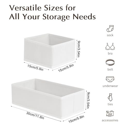Drawer Organiser System, Drawer Organiser, Foldable Storage Box, Fabric, Drawer Inserts for Wardrobes, Wardrobe Organiser for Trousers, Clothes, Set of 4, White - view 3
