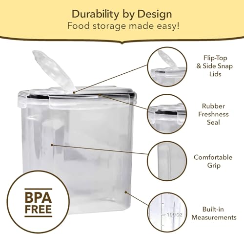 Airtight Cereal Containers with Lids – 3 Piece Tall Kitchen Pantry Organization Set, BPA-Free Clear Plastic, Pour Spout Lids for Breakfast Cereal, Rice, Flour, Sugar, Snacks - view 5