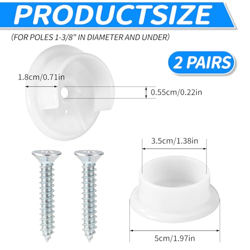 4pcs Closet Rod Holders, Plastic Tension Pole Bar Sockets for Rail - view 2