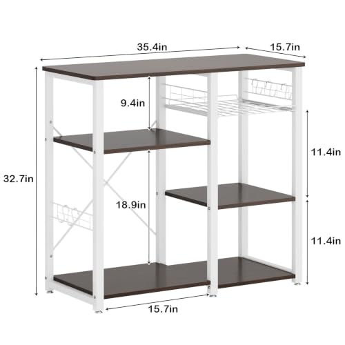 3-Tier Kitchen Baker's Rack, Compact Microwave Stand, Walnut Black - view 4
