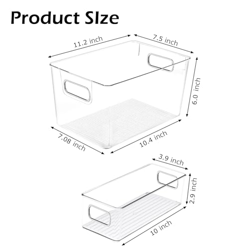 Clear Plastic Storage Bins 8 Pack - Pantry Organizers and Storage, Fridge Organizer Containers for Kitchen, Cabinet, Freezer, Bathroom, Clost, Home Organization - view 6