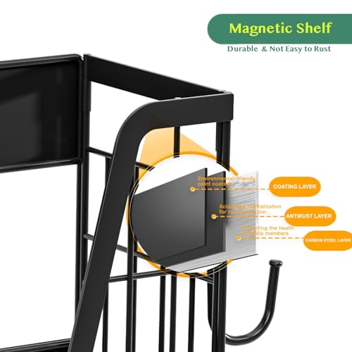 Magnetic Spice Rack, Magnetic Shelf for Fridge, Pantry Organizers & Storage, Kitchen Organization, Fridge Organizer, Magnetic Paper Towel Holder, Black - view 6