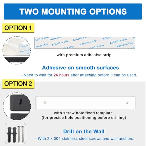 12 Inch Magnetic Knife Strip for Wall, 6 Hooks, Black - view 4
