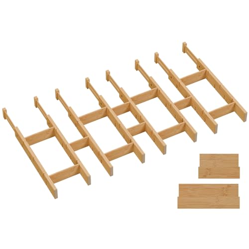 Bamboo Drawer Dividers, Expandable Kitchen Drawer Organizer