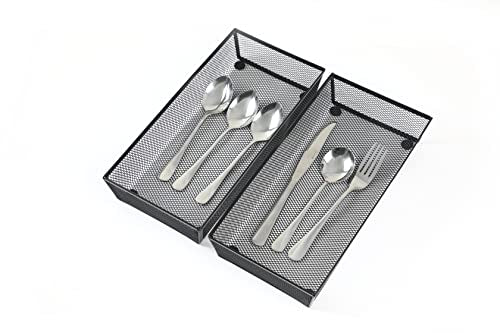 3 Pack Mesh Flatware Drawer Organizer for Kitchen/Office/Home Tools,Spoon Knife Fork Organizers Box Utensil Tabletop Storage Tray (12 x 6 x 2 Inch) - view 3