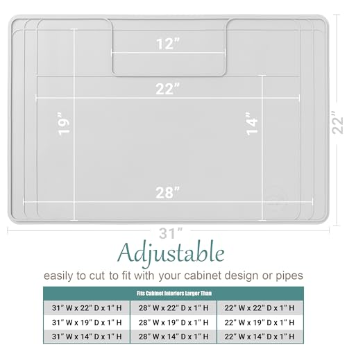 The Original Under Sink Mat - Silicone Waterproof mat, Trimmable, Easy to Clean, Kitchen cabinet liner, Under sink protector mats, Drip Tray with Lip - 31" x 22" or smaller - view 2