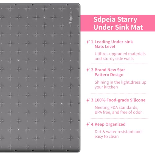 Under Sink Mat 22"×19" Waterproof Silicone Cabinet Liner & Sink Protector for Kitchen & Bathroom, Multi-Purpose Organizers Tray for Pets, Laundry, Cat Litter Mat,Gray - view 3