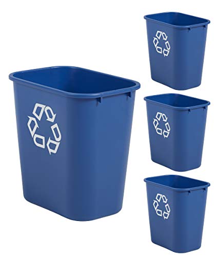 Wastebasket, Blue Recycle, 7-Gal, 4 Pack