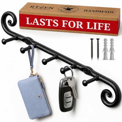 Farmhouse Small Key Holder for Wall, Wrought Iron Wall Mount Rack