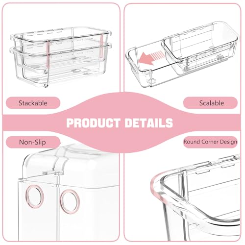 15 PCS Extendable Drawer Organizer Set Clear Stackable Vanity Storage Bins - view 5