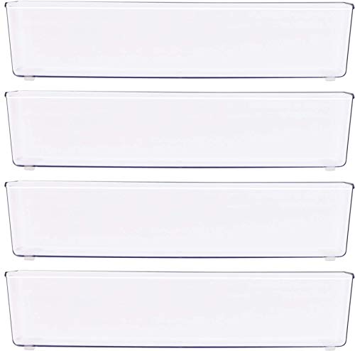 Clear Drawer Organizer for Office Bin Desk Storage, 3.25"x 9.5", 4 Packs - view 2
