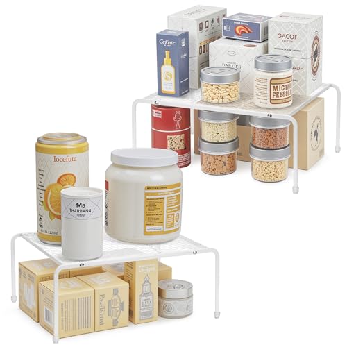 Kitchen Cupboard Organiser-2 Pack Metal Wire Storage Shelf Insert Rack for Kitchen Countertop, Pantry, Cabinet, Fridge